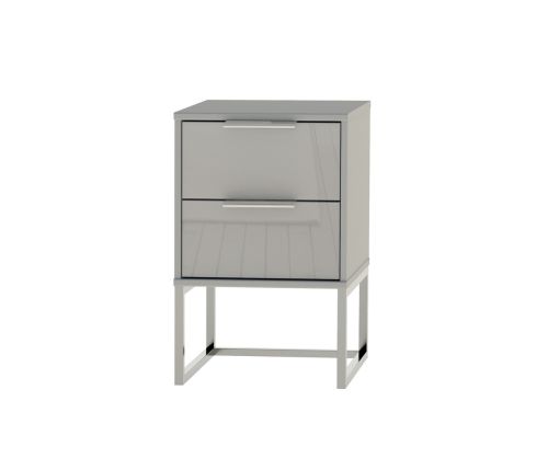 Wiemann Vip Monaco 4000 Glass Pebble Grey 2 Drawer Bedside Cabinet – W40cm