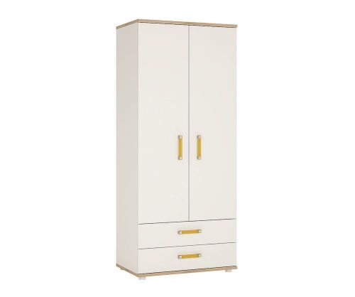 FTG 4Kids 2 Door 2 Drawer Wardrobe with Orange Handles