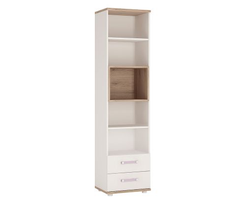 FTG 4Kids Tall 2 Drawer Bookcase with Lilac Handles