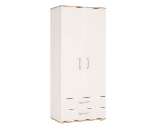 FTG 4Kids 2 Door 2 Drawer Wardrobe with Lilac Handles