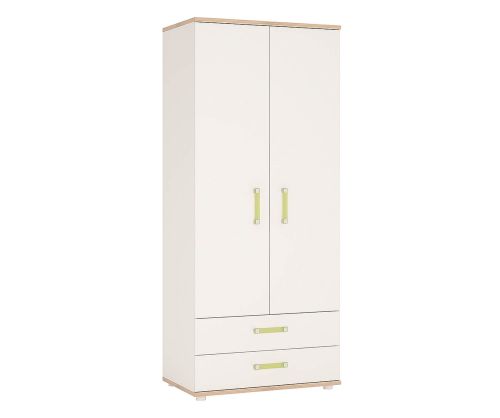 FTG 4Kids 2 Door 2 Drawer Wardrobe with Lemon Handles
