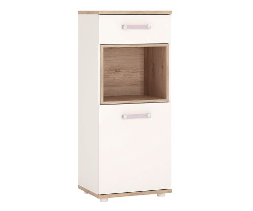 FTG 4Kids 1 Door 1 Drawer Narrow Cabinet with Lilac Handles