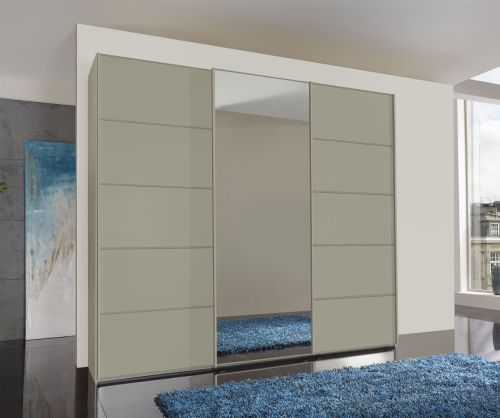 Wiemann Vip Westside 2 Pebble Grey Glass and Mirror 3 Door Sliding Wardrobe with 5 Panels