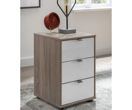 Wiemann Tampa Glass White 3 Drawer Bedside Cabinet