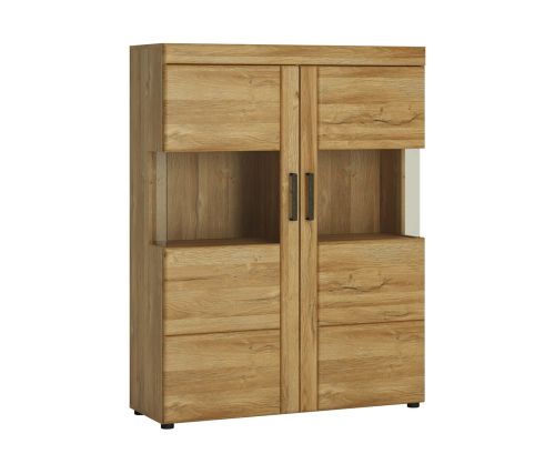 FTG Cortina Low Wide 2 Door Display Cabinet in Grandson Oak Finish