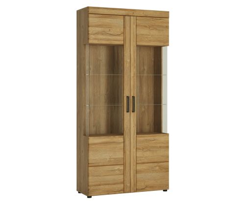 FTG Cortina Tall Wide 2 Door Display Cabinet in Grandson Oak Finish