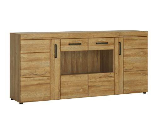 FTG Corrina 4 Door Wide Glazed Sideboard in Grandson Oak