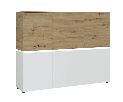 FTG Luci White and Oak 6 Door Cabinet