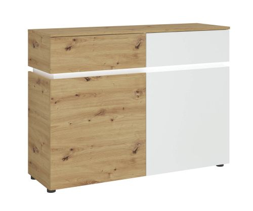 FTG Luci White and Oak 2 Door 2 Drawer Cabinet