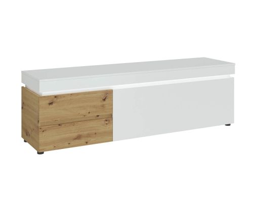 FTG Luci White and Oak 180cm 1 Door 2 Drawer Wide TV Unit