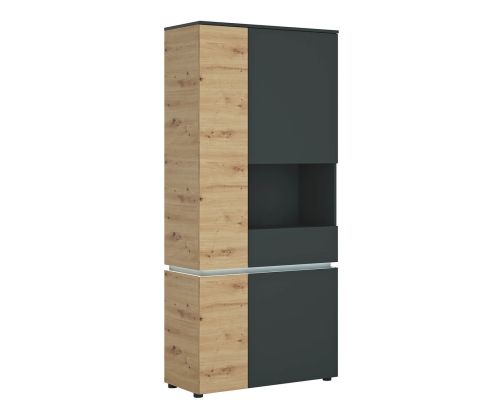 FTG Luci Platinum and Oak 4 Door Tall Display Cabinet (RH)
