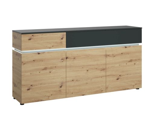 FTG Luci Platinum and Oak 3 Door 2 Drawer Sideboard