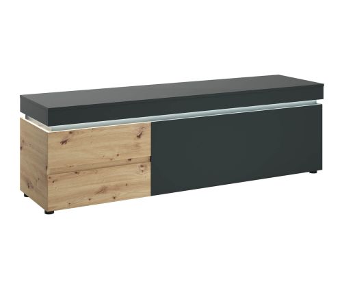 FTG Luci Platinum and Oak 180cm 1 Door 2 Drawer Wide TV Unit
