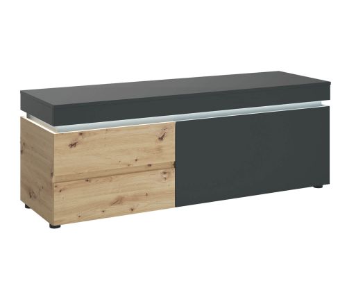 FTG Luci Platinum and Oak 150cm 1 Door 2 Drawer TV Unit