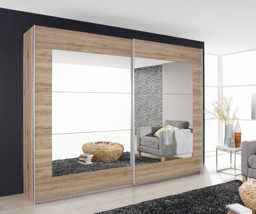 Rauch Alegro Sonoma Oak 2 Sliding Mirror Door Wardrobe (W226cm)