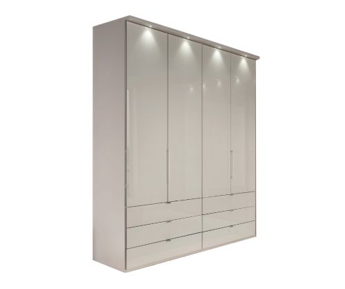 Wiemann Kansas 4 Door 6 Drawer Wardrobe with Champagne Glass Front - W 150cm