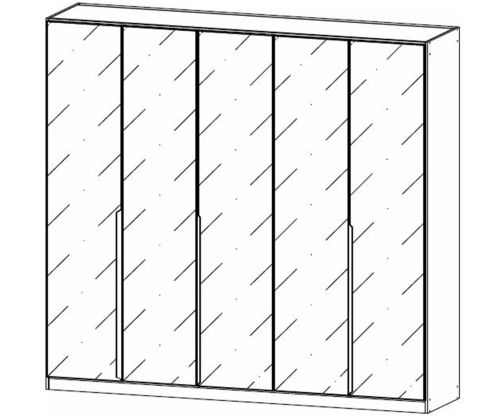Rauch Modern Quadra Spin Alpine White Carcase with White Glass Front 5 Glass Hinged Door Wardrobe