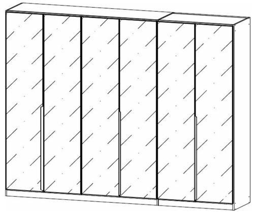 Rauch Modern Quadra Spin Alpine White Carcase with White Glass Front 6 Glass Hinged Door Wardrobe