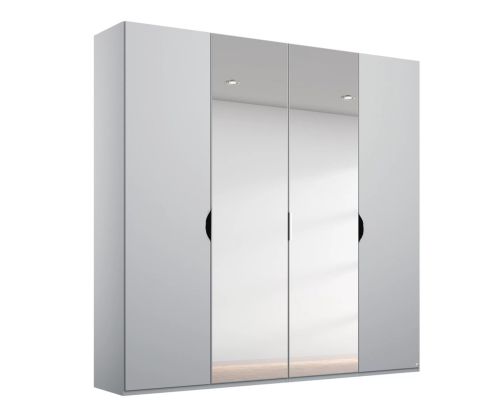 Rauch Lias Silk Grey 4 Door 2 Mirror Wardrobe with Application Artisan Oak Colour