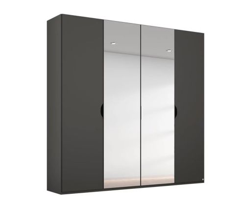 Rauch Lias Graphite 4 Door 2 Mirror Wardrobe with Application Artisan Oak Colour