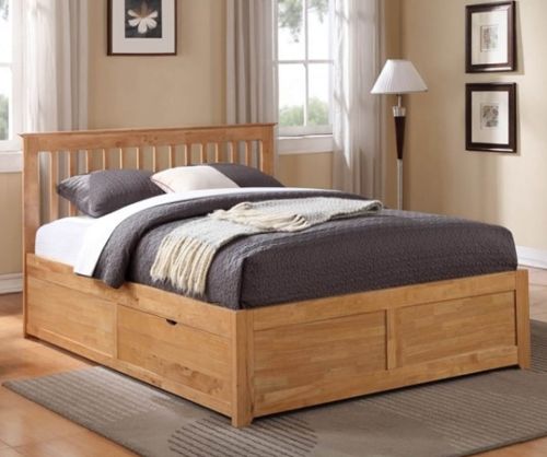 Flintshire Furniture Pentre Oak Fixed Drawer Wooden Bed Frame