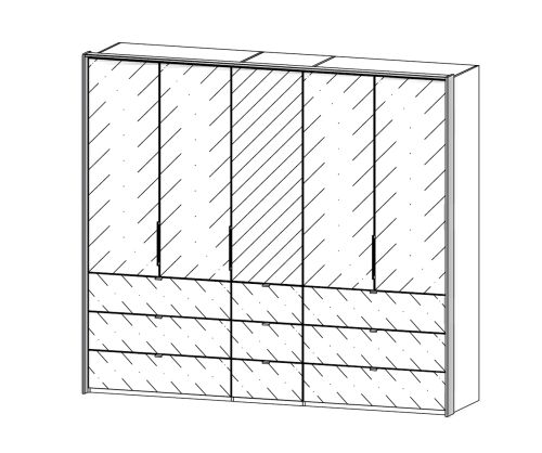 Rauch Erimo Graphite with Basalt Glass 5 Door 9 Drawer Wardrobe with 1 Mirror (W254cm)