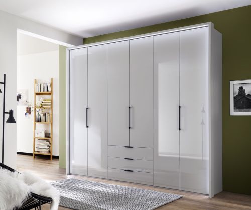 Wiemann Vip Monaco 1000 Glass Pebble Grey 6 Door 3 Drawer Combi Wardrobe – W300cm