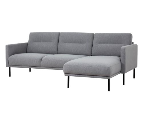 FTG Larvik Grey Chaiselongue Sofa (RH) with Black Legs