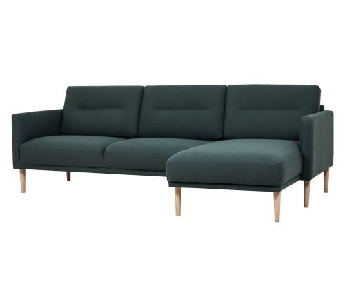 FTG Larvik Dark Green Chaiselongue Sofa (RH) with Oak Legs