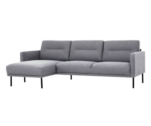 FTG Larvik Grey Chaiselongue Sofa (LH) with Black Legs