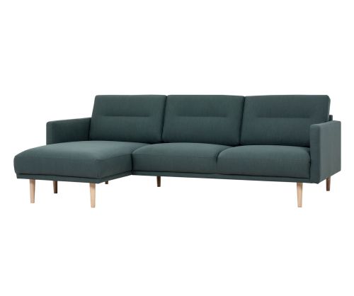 FTG Larvik Dark Green Chaiselongue Sofa (LH) with Oak Legs
