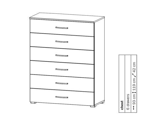 Rauch Mainz Wide 6 Drawer Chest