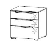 Rauch Zenaya Alpine White Carcase and White High Gloss Front 3 Drawer Bedside Cabinet