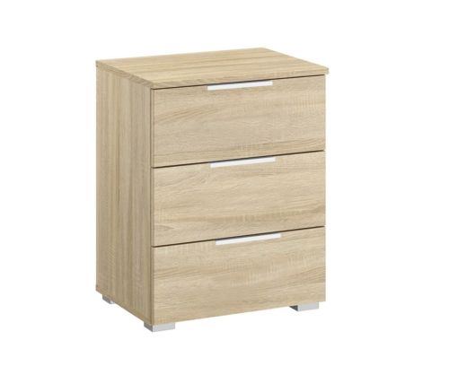 Rauch Texas Sonoma Oak Carcase with Alpine White Front 3 Drawer Bedside Table
