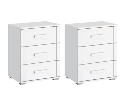 Rauch Rivera Alpine White 3 Drawer Bedside Table in Pair