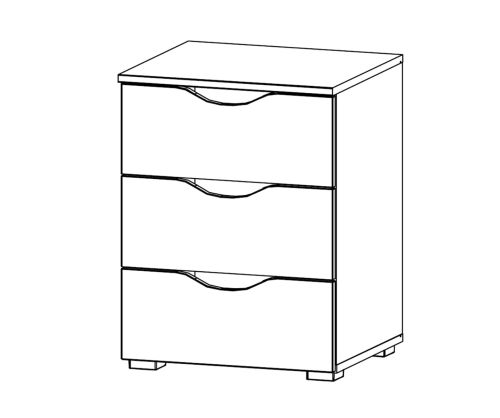 Rauch Arnstein Alpine White Carcase with White Front 3 Drawer Bedside
