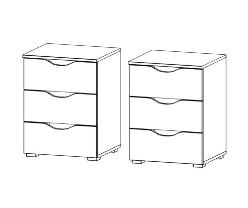 Rauch Arnstein Alpine White Carcase with White Front 3 Drawer Bedside Cabinet(Pair)
