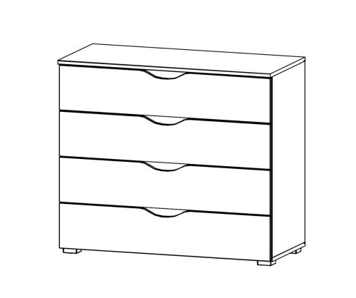 Rauch Arnstein Alpine White Carcase with White Front wide 4 Drawer Chest