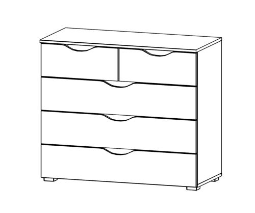 Rauch Arnstein Alpine White Carcase with White Front 5 Drawer Chest