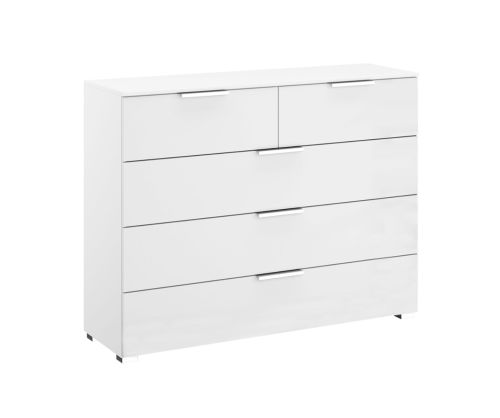 Rauch Texas Sonoma Oak Carcase with Alpine White Front 5 Drawer Chest