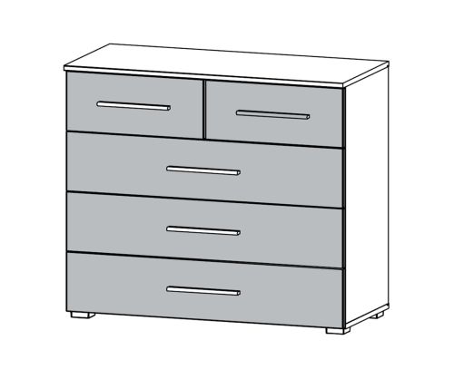 Rauch Alvor Alpine White Carcase with Metallic Grey Front 5 Drawer Chest