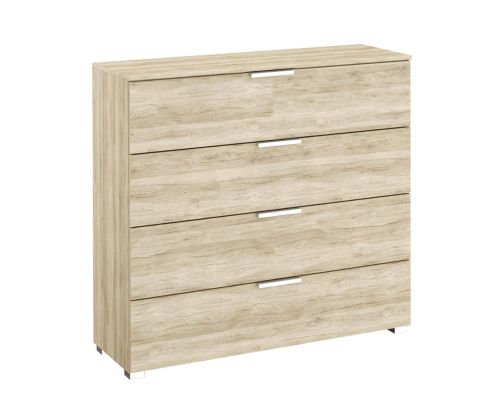 Rauch Texas Sonoma Oak Carcase with Alpine White Front Wide 4 Drawer Chest