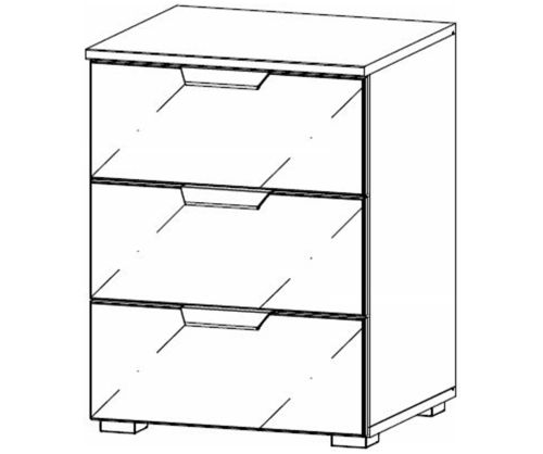Rauch Artemis Artisan Oak Carcase and White Glass Front 3 Drawer Bedside Table 
