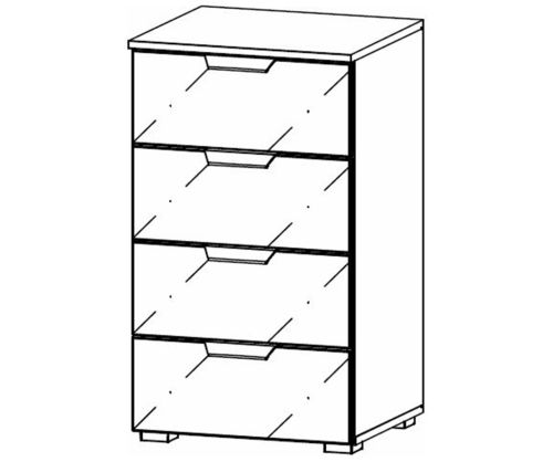 Rauch Artemis Artisan Oak Carcase and Basalt Glass Front 4 Drawer Chest 