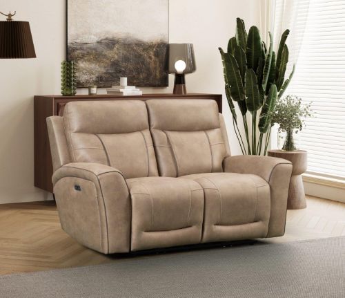 Nico Sand Fabric Power Recliner 2 Seater Sofa