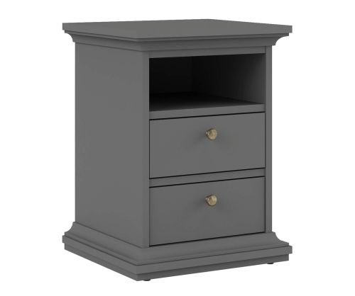 FTG Paris Matt Grey 2 Drawer Bedside Table