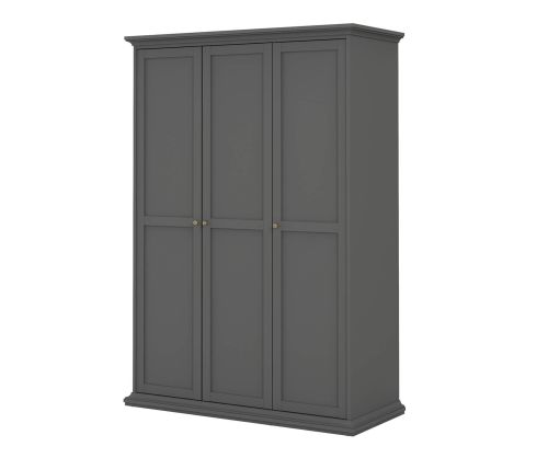 FTG Paris Matt Grey 3 Door Wardrobe