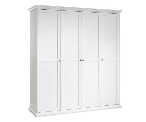 FTG Paris White 4 Door Wardrobe