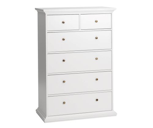 FTG Paris White 6 Drawer Chest