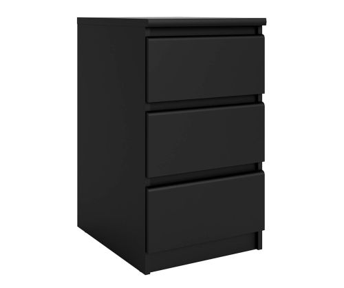 FTG Naia Black Matt 3 Drawer Bedside Cabinet